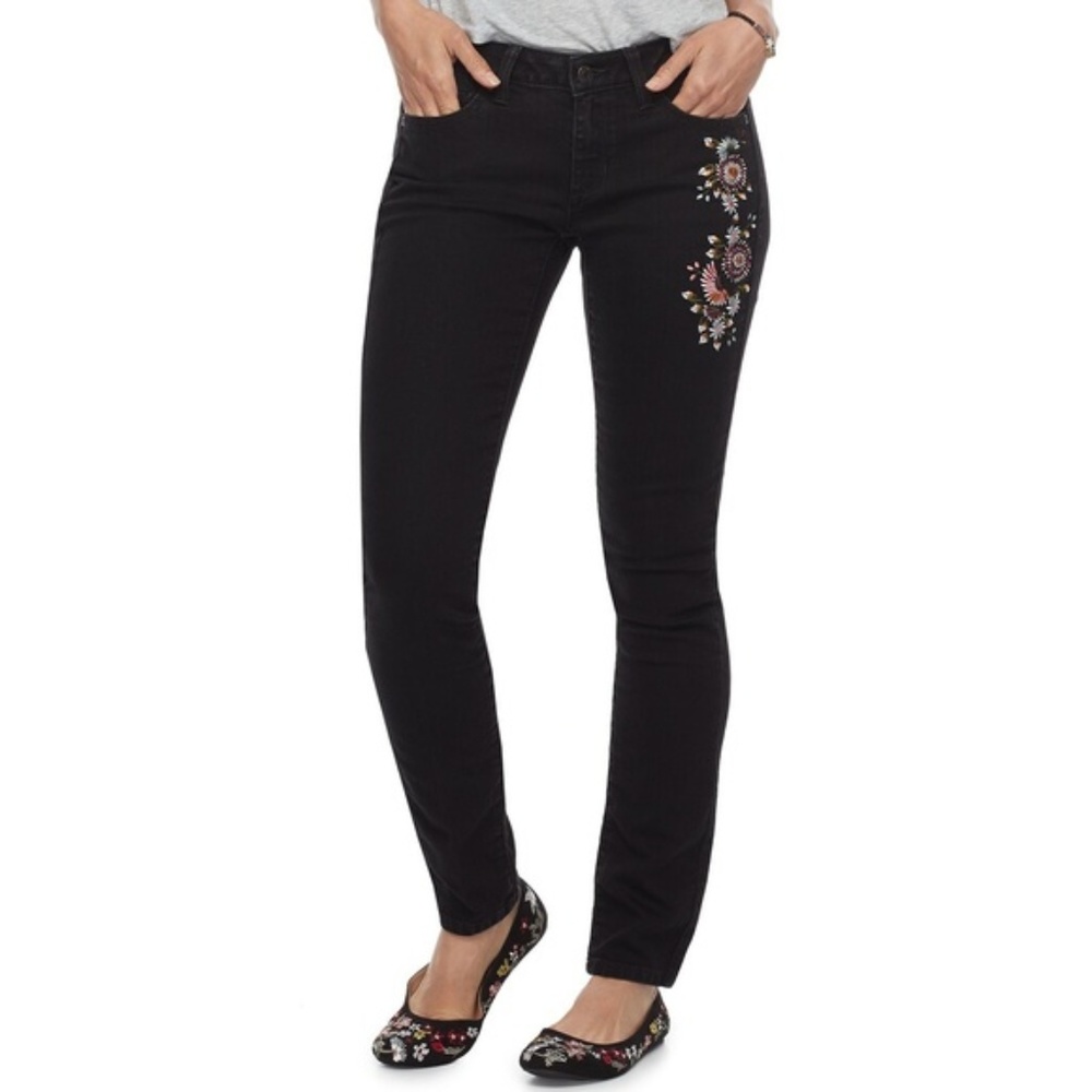 Sonoma embroidered black jeans
